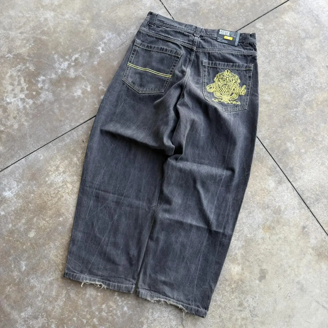 Street South Pole Style Embroidery Men Jeans Harajuku Straight Wide Leg Pants Hip Hop Retro Joker couple Baggy jeans 250414 - view 3