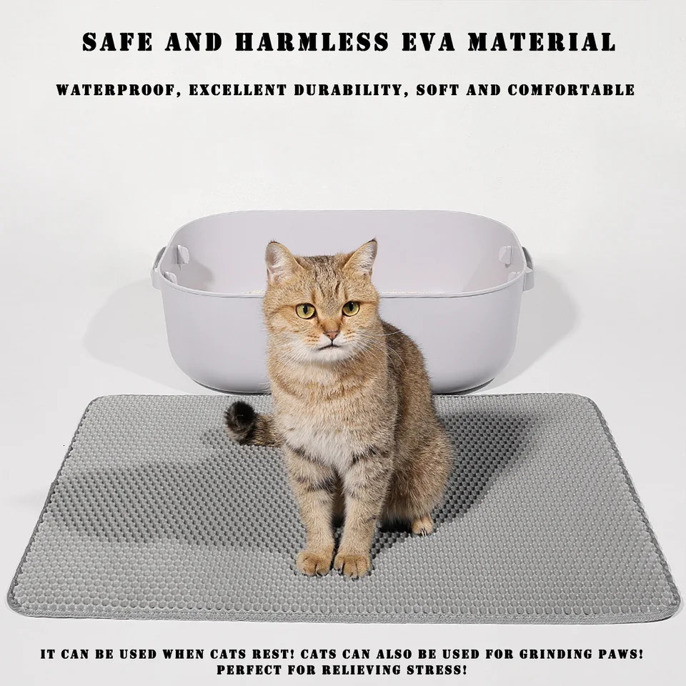 Cat Litter Mat Honeycomb Double Layer Cat Litter Box Mat EVA Non-Slip Waterproof Urine Proof Cat Litter Catcher Mat Easy Clean 250414