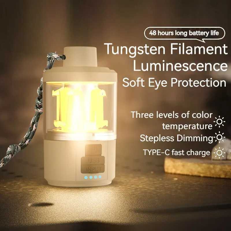 Portable COB Warm Camping Lights Strong LED Lantern Flashlight Rechargeable Outdoor Emergency Fishing Tents Tungsten Lamp M251115