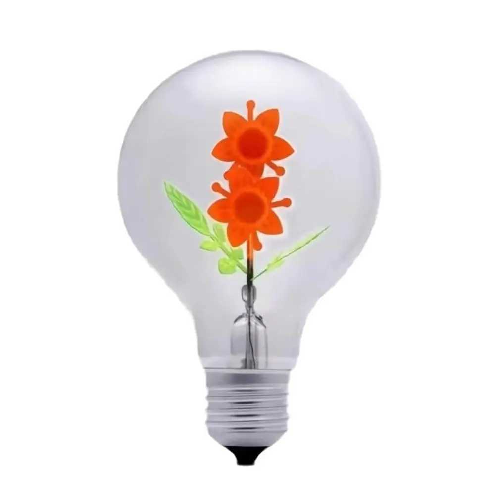 Energy Saving Rose Flame Light Bulb Sunflower Love Art Light Bulb Atmosphere Screw Holder Creative Night Lamp Festival C251115