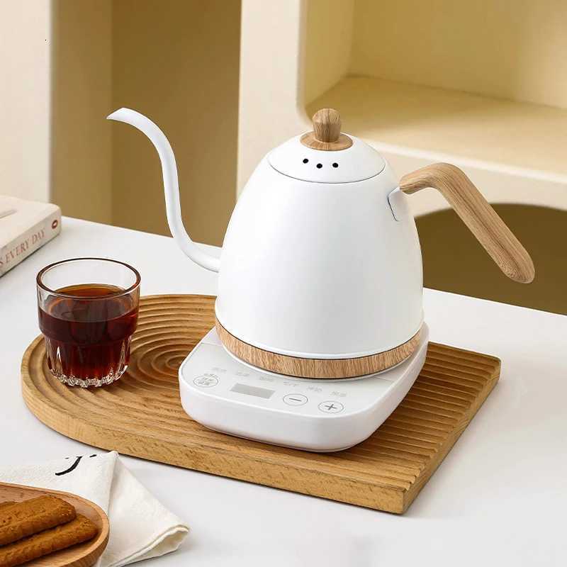 08L Stainless Steel Electric Kettle Gooseneck Hand Brew Coffee Pot Teapot with Slender Mouth 1000W Water Brewing Pot Y251114