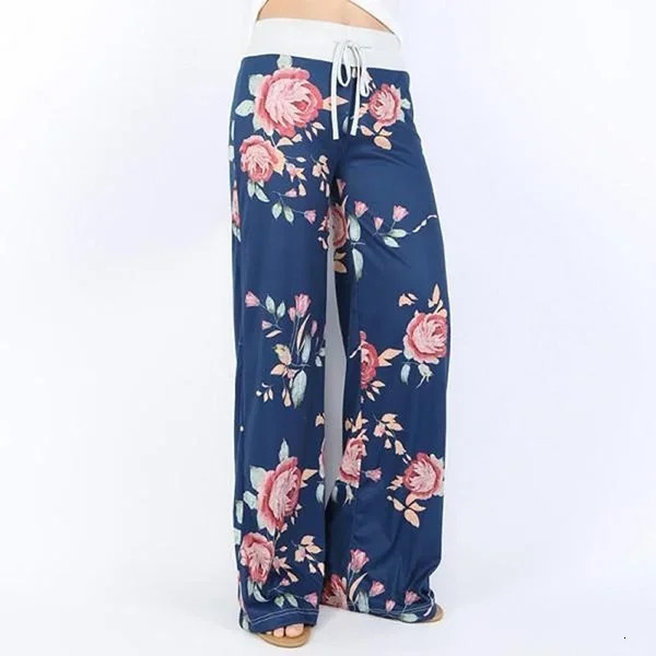 S8XL Fashion Womens Casual Loose Elastic Printed Long Leg Yoga Pants Drawstring Sleepwear 250414Z