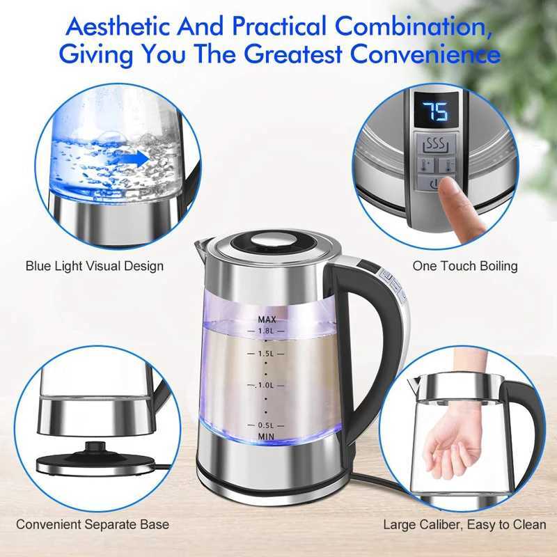 Smart Thermostatic Glass Electric Kettle 18L Capacity Automatic Thermostat Suitable for Home Office Hotel Y251114