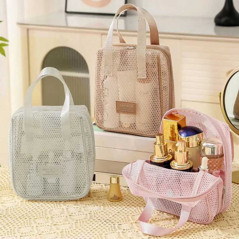 Mesh Makeup Bag Zipper Toilet Organizer Makeup Bag Multi functional Female Lipstick Key Coin Wallet Bag HandbagXJ250415
