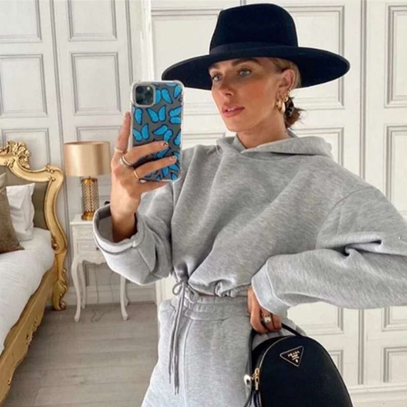 Soft Women Two Piece 2024 New Women's Sweats Set Comfortable Fashion High-Quality Sport Drawstring Versatile Daily Casual