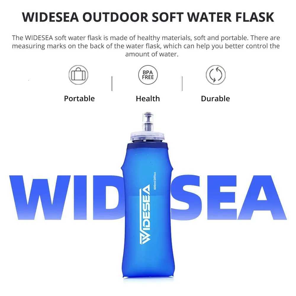 Widesea Camping 600ml Soft Water Bottle Drinking Sport Folding Bag Flask Outdoor Running Hydration Pack Waist Bicycle BPA FreeW251114