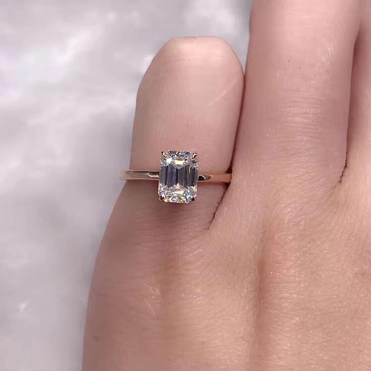 Romantic Wedding Engagement 18K Gold With 2ct D Color Emerald Cut Moissanite Ring Fashion Jewelry for Women Anniversary Ring
