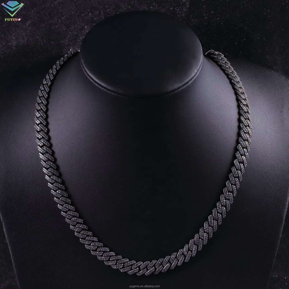 Heavy duty 10mm ready-made hip-hop jewelry Cuban chain Black silica S necklace