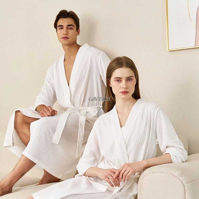 NEW Waffle Bathrobe for Men Woman Long Absorbent Terry Bath Robe Kimono Men Towel Bathrobe Solid Sleepwear Women Dressing Gown C251115