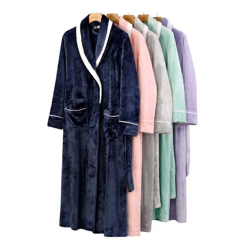 Warm Sleepwear Kimono Bathrobe Gown Thickened Plus Size Loose Coral Fleece Homewear New Winter Couple Flannel Robe Loungewear C251115