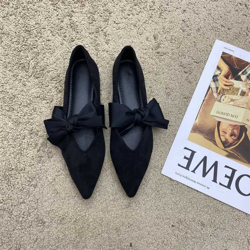 Designer Bow Tie Mary Janes Shoes Wen Elegant Daily Pointed Toe Flats Shoes Ladies Pu Leather Spring Autumn Casual Black Loafers New Y251115