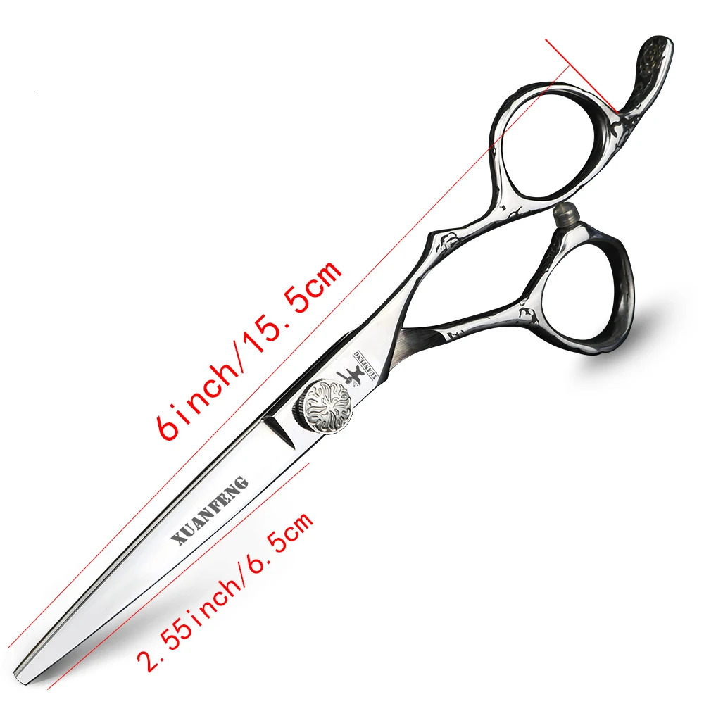 XUANFENG black Mirror Hair Scissors 6-inch JP440C Barber Cutting Scissors and Thinning Scissors Very Cool 250414