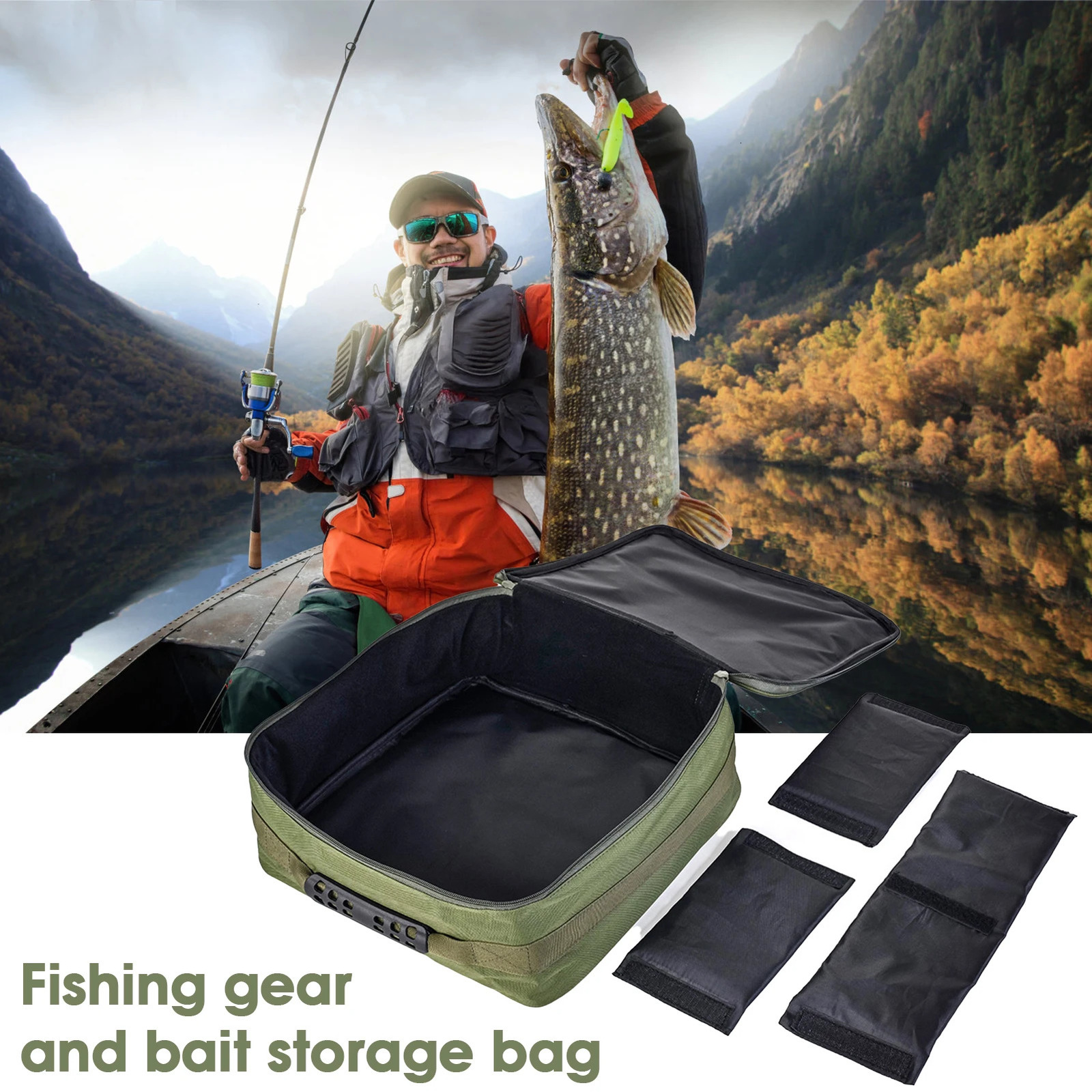 Portable fishing rod bag waterproof gear and bait storage with 3 adjustable dividers 37 15cm 250410