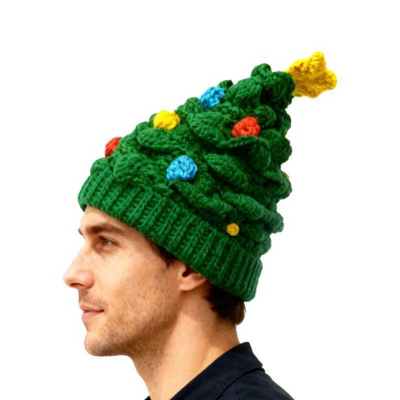 1PC Christmas Tree Style Knitted Hat Funny Festive Warm Cap for Autumn Winter Creative Christmas Party Hat Unique Xmas Gift Y251115