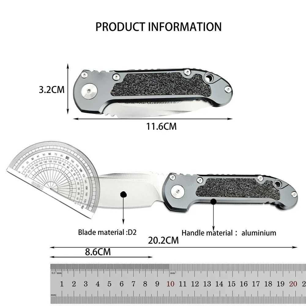 LUDT Third Generation Tactical Folding Knife 3.38-inch D2 Blade Aluminum Handle Camping Hunting Pocket Knife EDC Outdoor Survival KnifeXJ250415