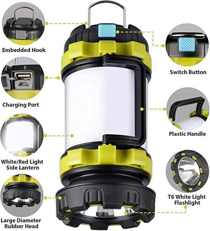Camping Lantern Rechargeable 3000 Capacity Power Bank Camping Flashlight Waterproof Led Portable Camping Lamp Torch Flash Light M251115