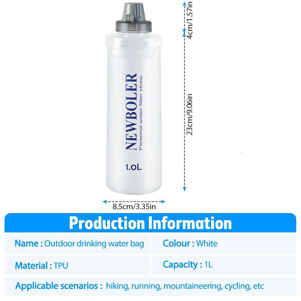 1L Folding Water Bottle TPU BPA-Free Collapsible Soft Flask Outdoor Sport Hiking Camping Running Portable Soft Water BottleW251114