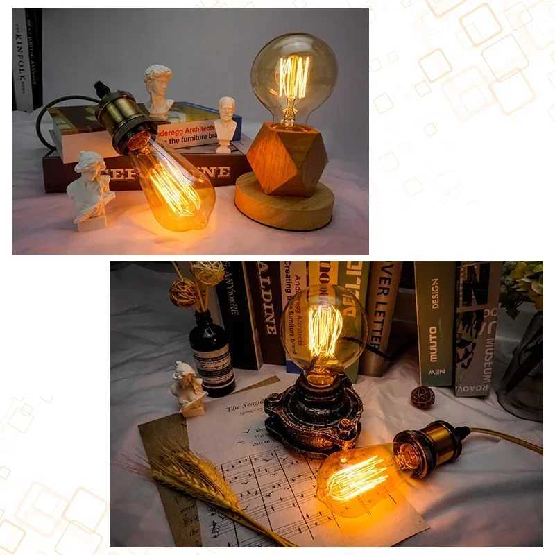 6pcs/lot Retro Edison Bulb C35 T45 ST64 G80 G95 A60 Filament Light 40W E27 Vintage Ampoule Incandescent Lamp Decorative Lights C251115