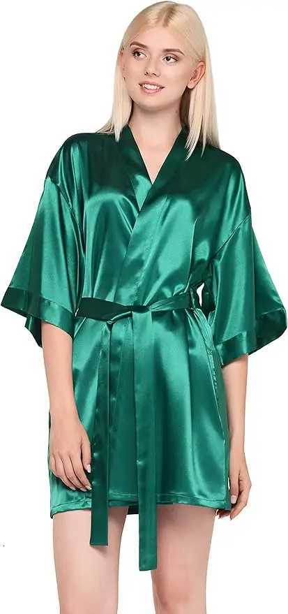 Pajamas women summer European and American ladies lace-up bathrobe sexy morning gown home dress can wear ice silk robe C251115