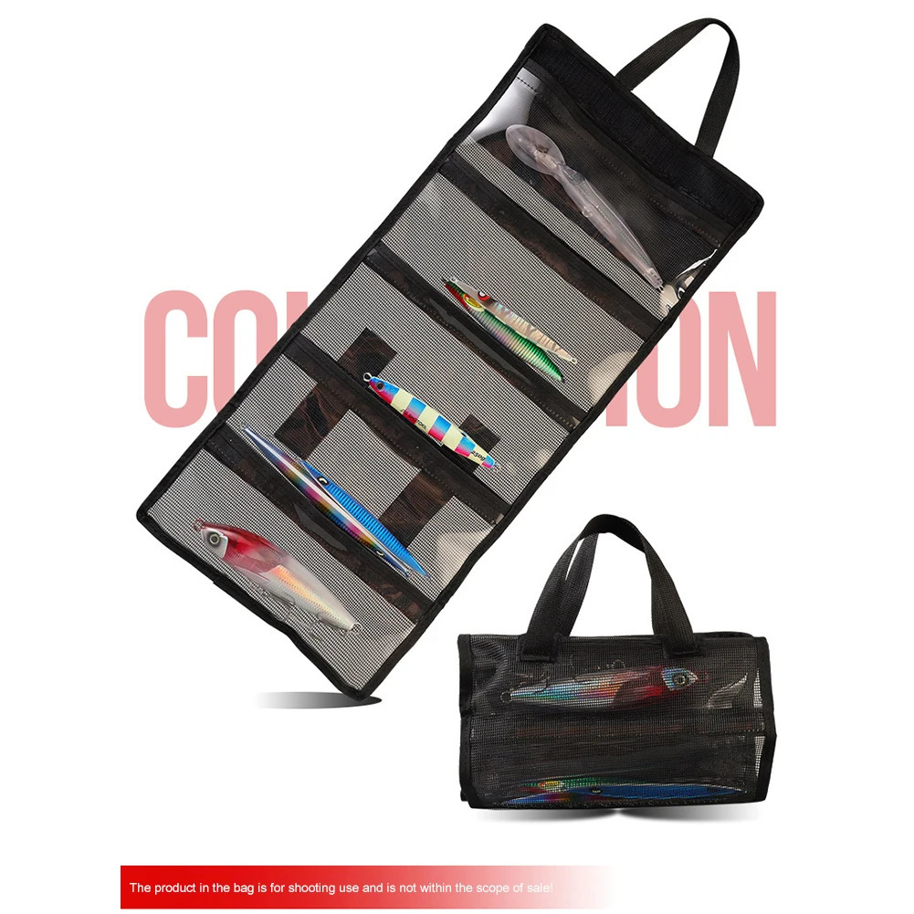 Portable fishing bait bag dust net folding hook handbag breathable and wearresistant gear accessories 250410