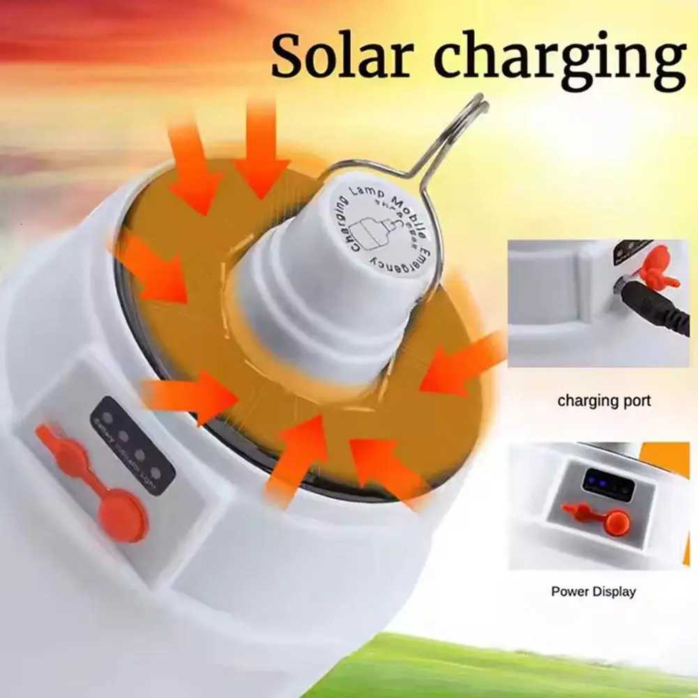 Camping Lantern Solar LED Light DC Fast Charging Portable Bulb 5Lighting Modes Tent Hanging Bulb for Outdoor Hiking Emergency M251115