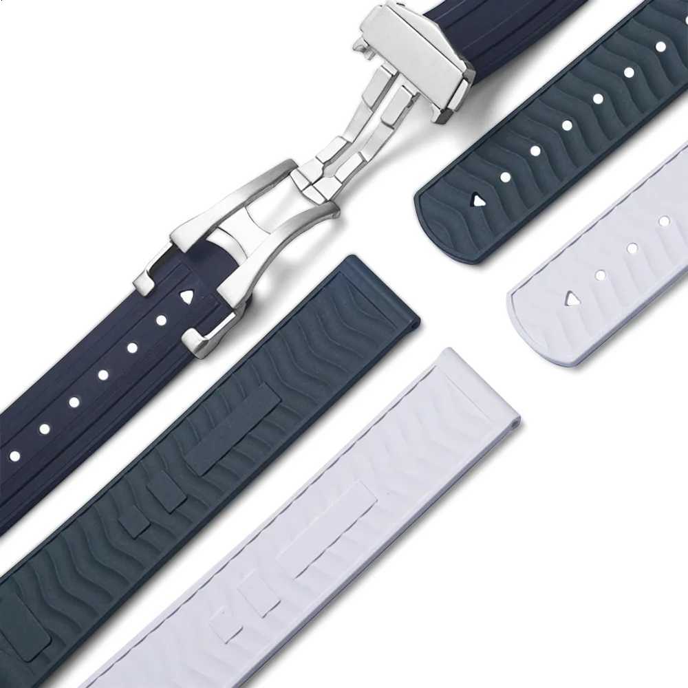 New Design FKM 20mm Curved End For Omega Seamaster 300 Fluororubber Strap PFAS Certificati With Original Fold Buckle Watch Bands W251114
