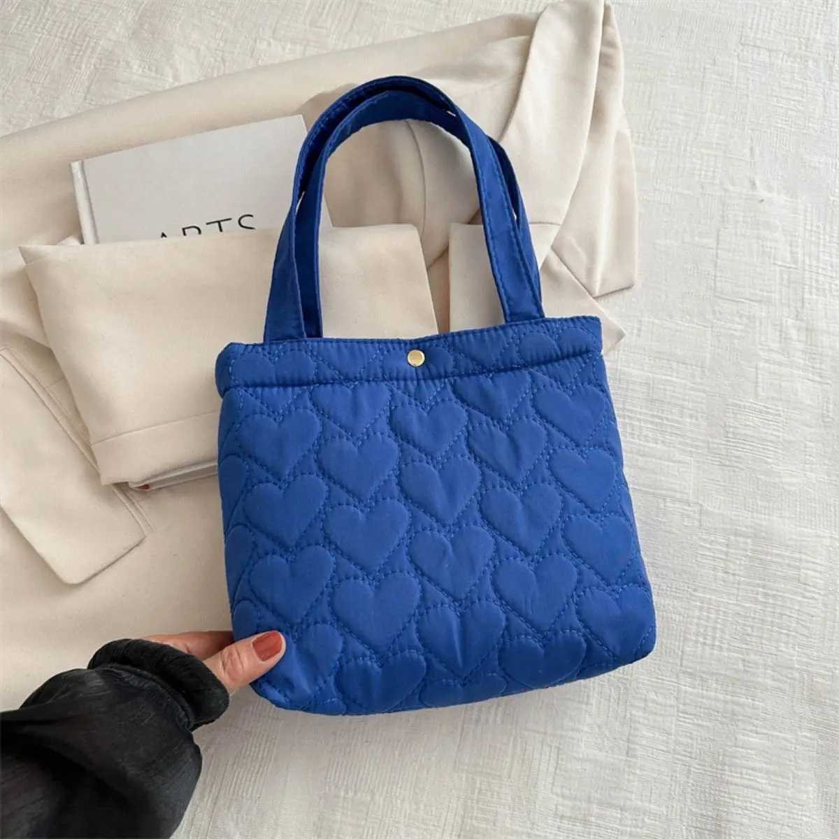 Large-Capacity Personalised Elegant Tote Bag Korean-Style Girlish Literary Solid-Colour Student Handbag Single-Shoulder BagW251115