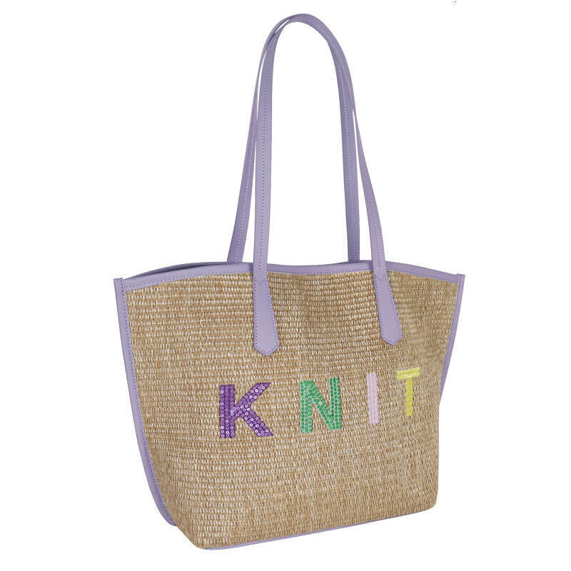 Handmade Beach Bag Single Shoulder Mat Cotton Thread Lafite Rattan French Handmade Grass Woven Bag, Beach Bag For Women Kq2