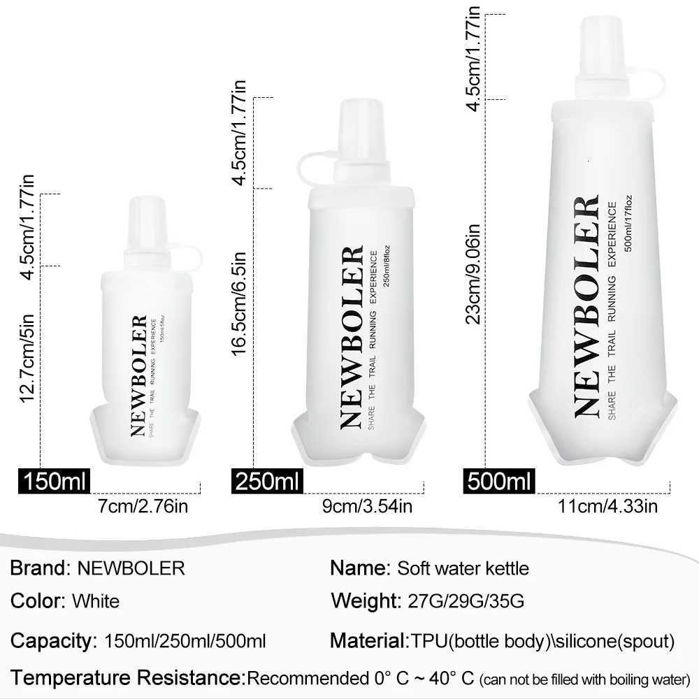 NEWBOLER TPU Outdoor Sport Bottle Folding Soft Flask Water Bottle for Running Camping Hiking Bicycle Fitness Water BagW251114