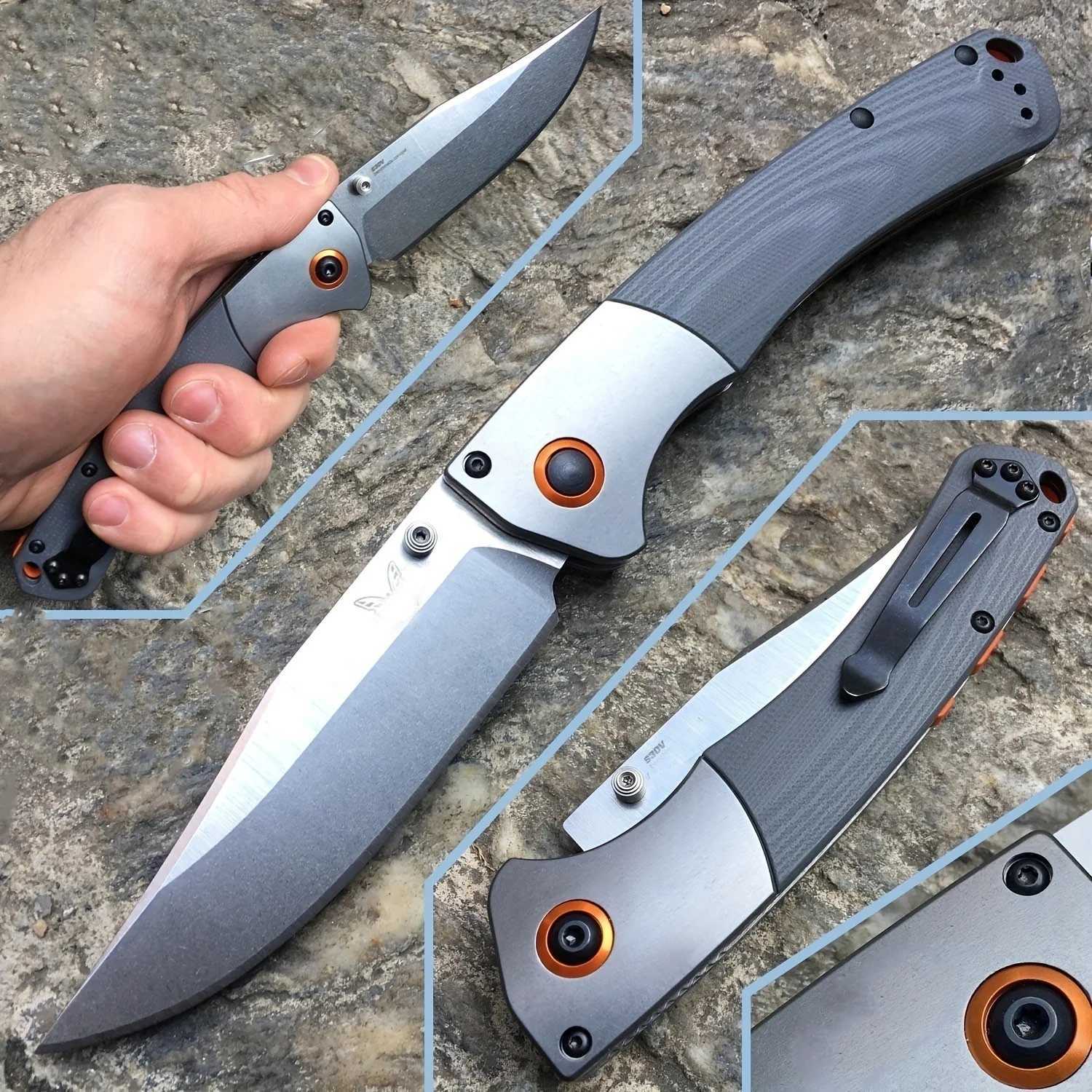 BM Crooked River 15080 EDC Knife G10/Wooden Handle Outdoor Survival Camping Tactical Pocket Folding Knife Portable Multi ToolXJ250415
