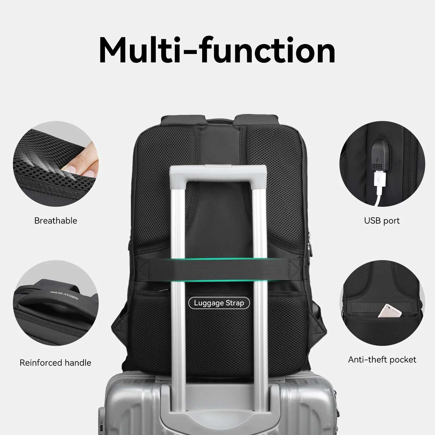 Mark Ryden156-inch waterproof USB charging port travel backpack large capacity can be expanded 180 degrees SBS zipperW251114