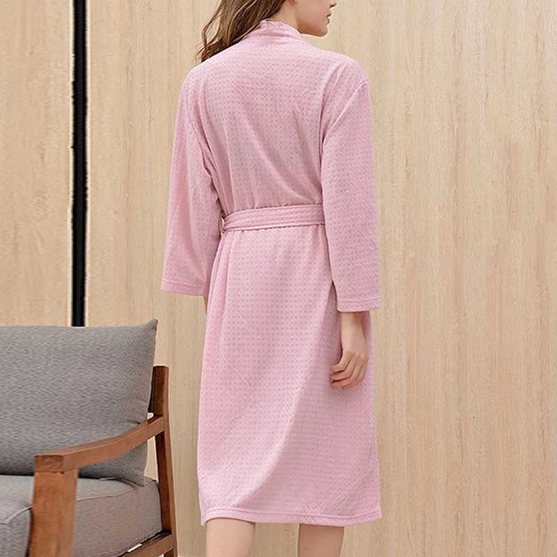 Spring Summer Bathrobe Men V-neck Waffle Bathrobe Pajamas For Men And Women Couple Robes Lounge Bathrobe Long Sleeve Nightgown C251115