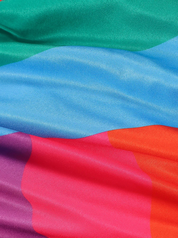 Large size womens 2025 summer sexy printed strapless long sleeved dress with colorful polyester on sale 250407