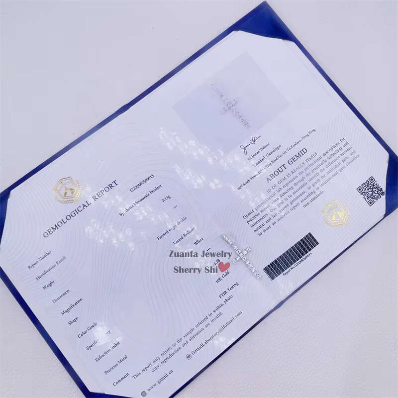 Ready to Ship Gra Certificated 10k Solid Gold Yellow Gold White Gold Moissanite Cross Pendant 3mm