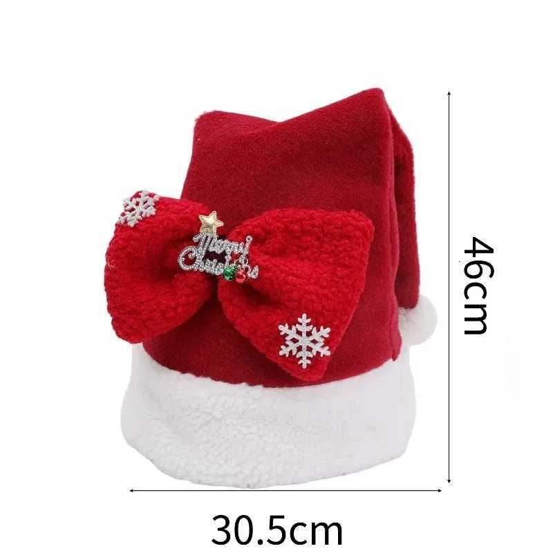3/1PCS Thickend Christmas Hat Warm Santa Claus Xmas Bow Hats for Adult Merry Christmas Cap New Year Festival Party Decoration Y251115