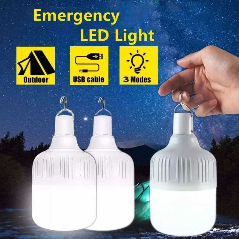 USB RechargeableEmergency Lights Led Outdoor Bulb Portable Tent Lamp Battery Lantern BBQ Camping Light for Patio Porch Garden M251115