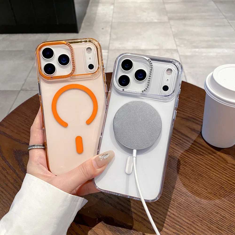 for Glitter Diamond Acrylic Case for iPhone 17 Pro Max Air Magnetic Wireless Charging Camera Control Button Clear Cover J251202