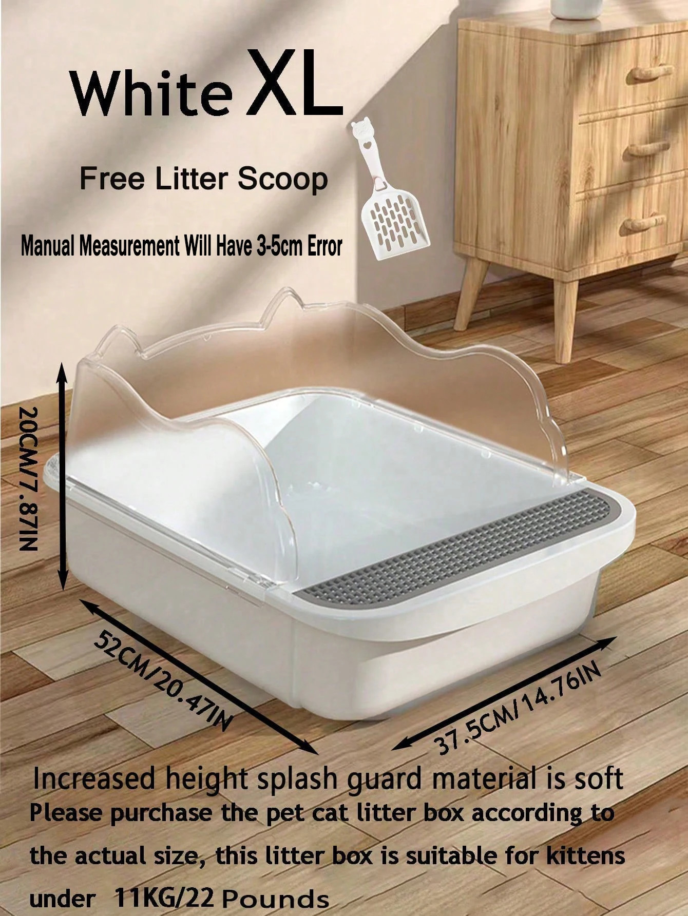 Semi-closed splash-proof litter box with litter scoop stylish semi-open pet litter box for cats easy to care for 250414