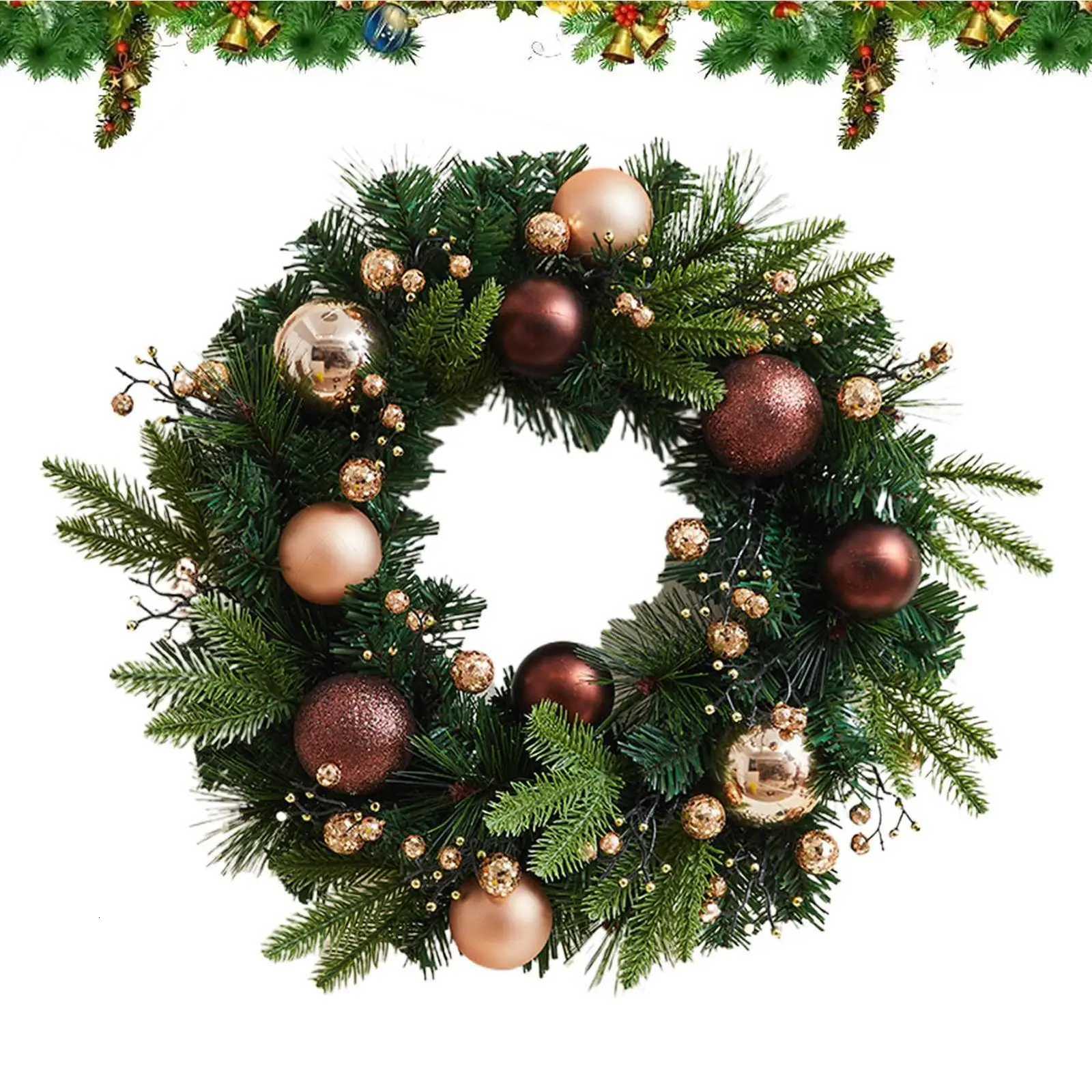 Christmas 45cm Artificial Wreath Vine Decoration Handcrafted Holiday Garland with Red Berries for Home Christmas DecorM251115