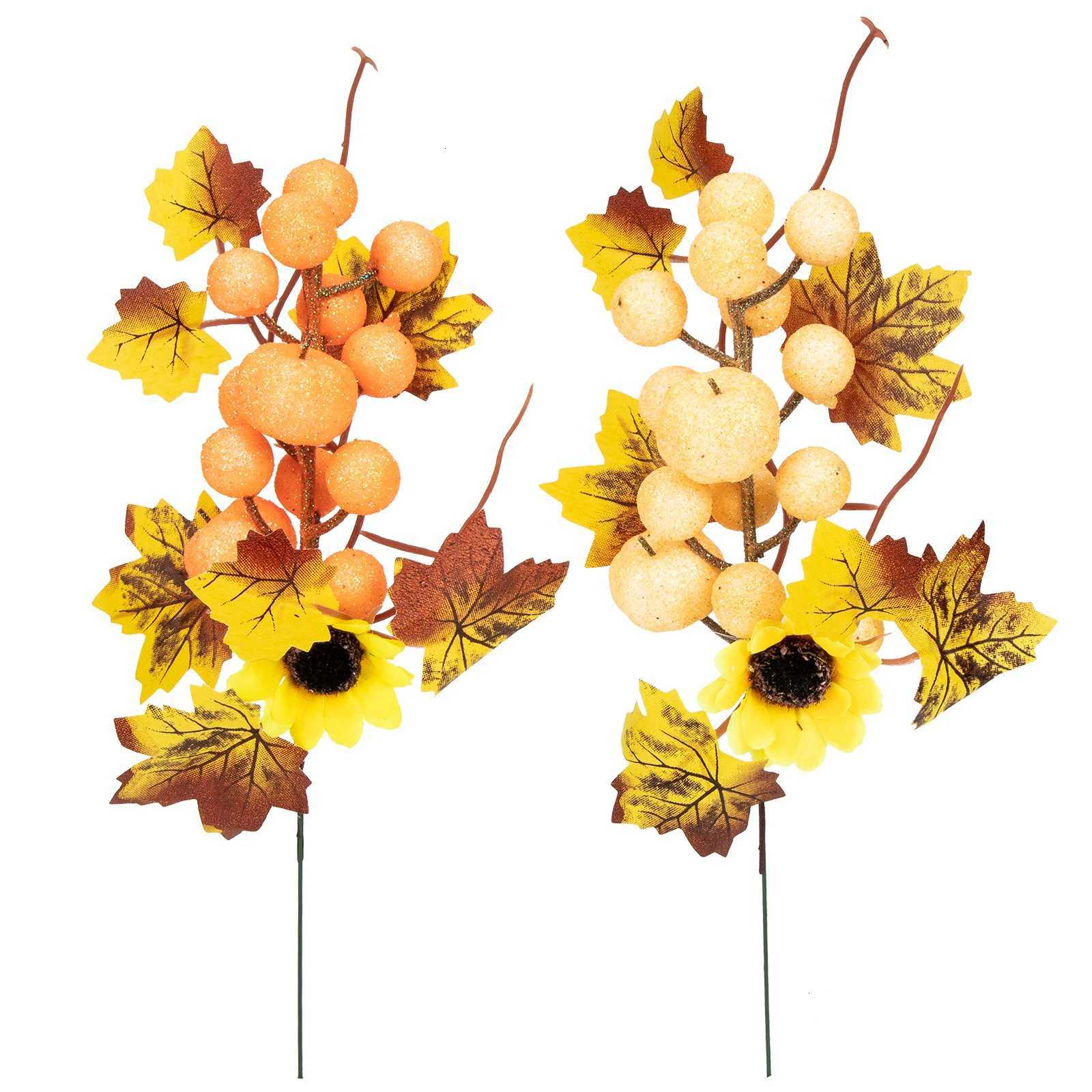 2 Pcs Garlands Fake Maple Leaves Branch Artificial Leaf Stems Fall Maple Leaf Branches Farmhouse for Home Pumpkin DecorationM251115