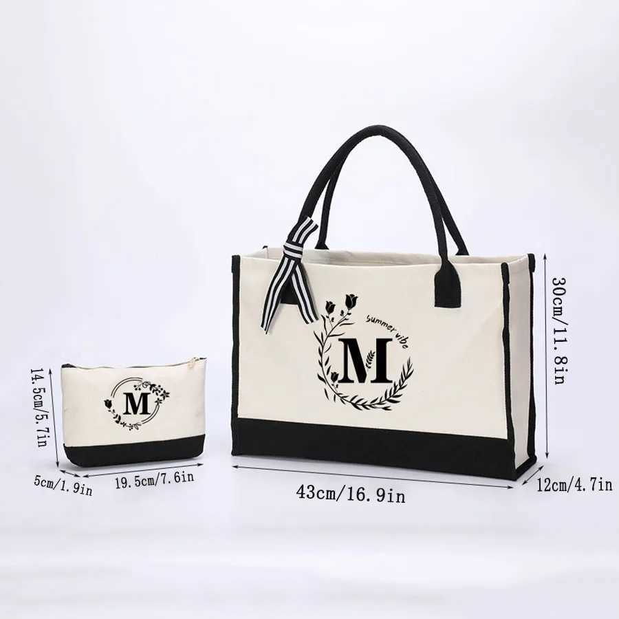 Alphabet Printing Large Capacity Womens Handbag Fashion 100 Canvas Handbag Daily Handbag Shoulder Son Mother Bag Set W250415