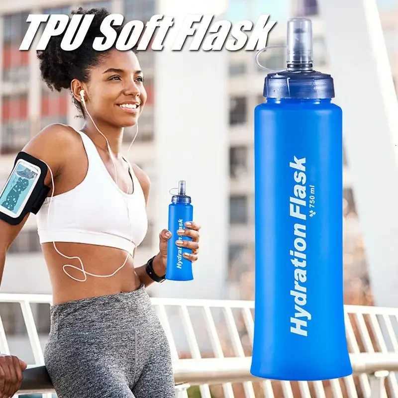 Soft Flask Folding Collapsible Water Bottle TPU Traveling Sport Running Kettle Hydration Pack Bag Vest 500 ml 750mlW251114