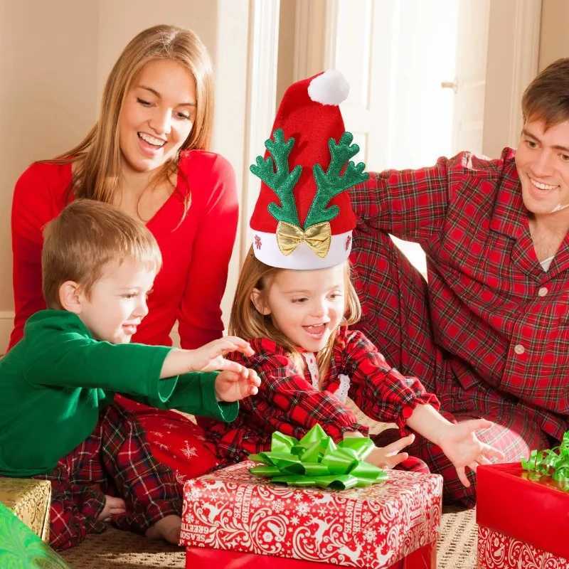 Christmas Hat Velvet Adult Deer Antler Bows Christmas Hats Home Festival Gathering Photography Decoration Props New Years Gift Y251115