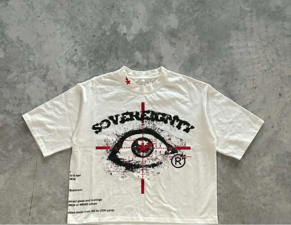 Retro Trendy Big Eye Letter Pattern Printed Oversized T-Shirt Women's Casual Versatile Loose Short-Sleeved Cotton Top Men's