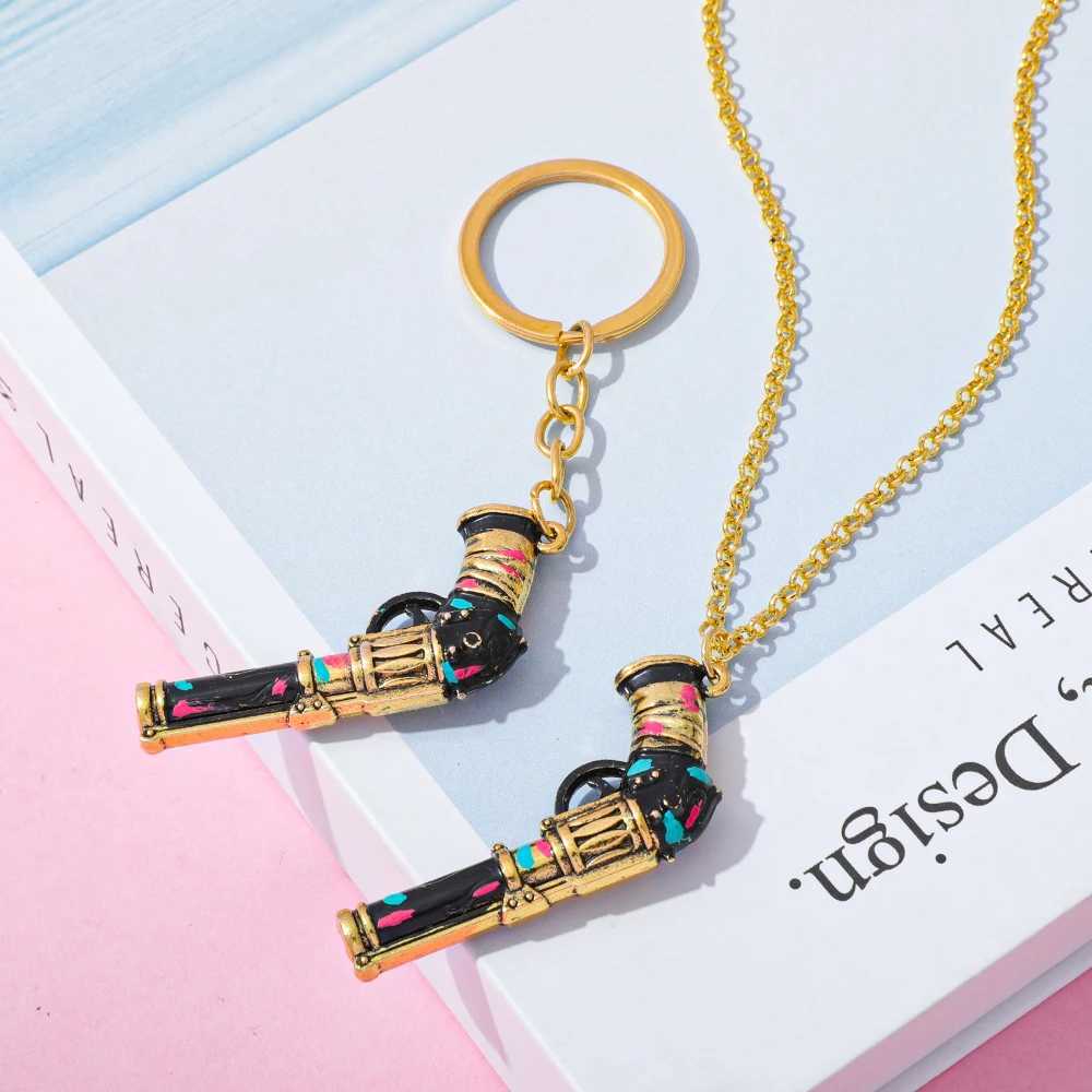 Arcane Jinx 5cm Gun Metal Keychain Mens Legendary Alliance Weapon Model Keychain Metal Keyring Arcane Sheriff Skin M250415