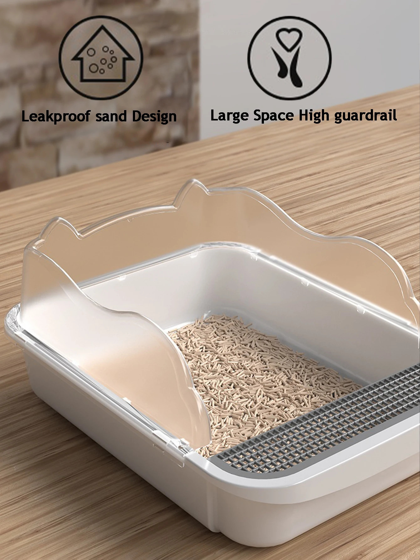 Semi-closed splash-proof litter box with litter scoop stylish semi-open pet litter box for cats easy to care for 250414