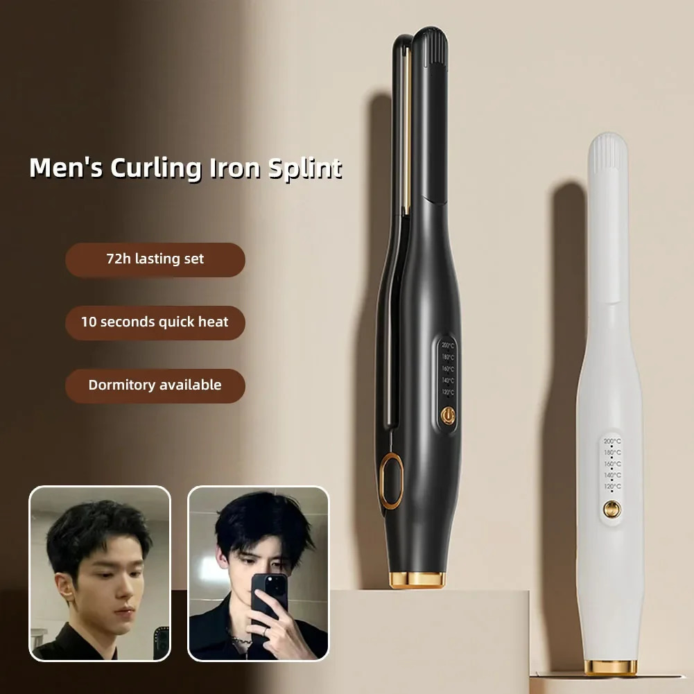Men Short Hair Splint Curling Iron Adjustable Temperature Dual-purpose Hair Straightener Curling Iron Fluffy Hair Styling Tool 250414