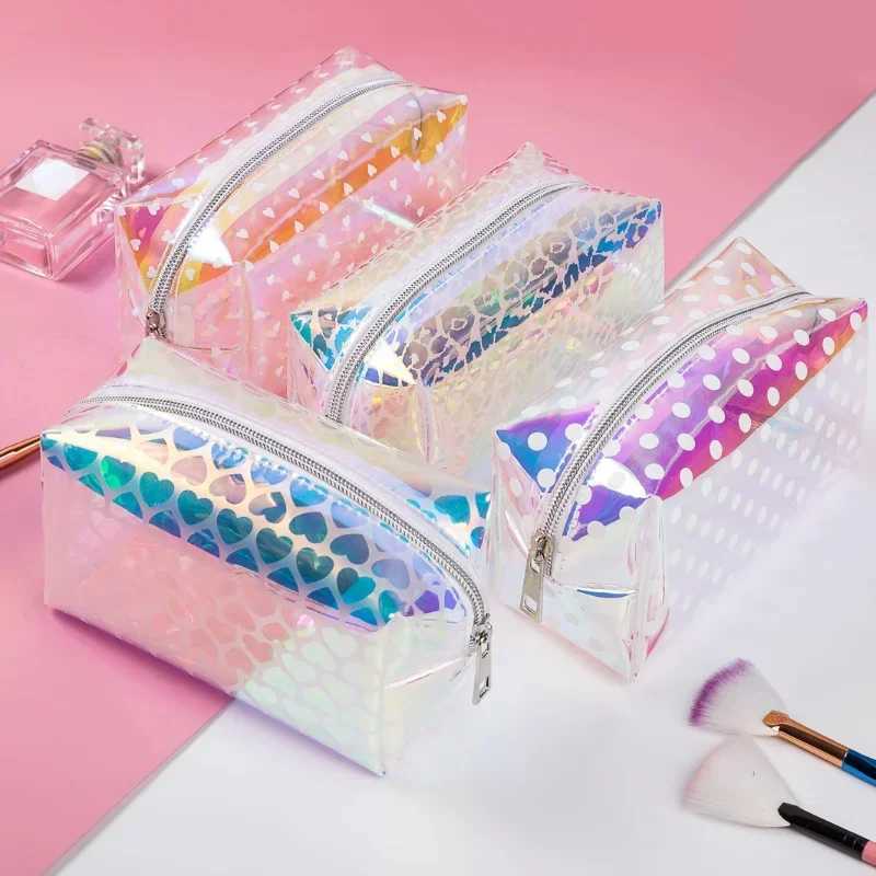 Transparent laser dot printing waterproof cosmetic bag Cosmetic organizer Portable lipstick cosmetic bagXJ250415