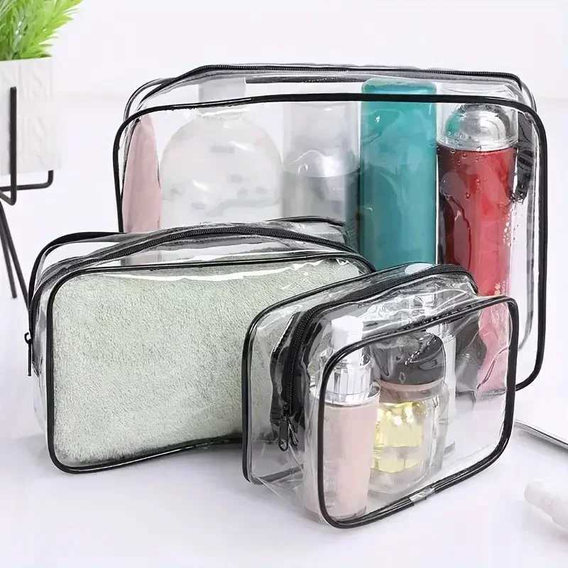 3-size transparent bag PVC womens zipper transparent makeup and beauty box travel toilet organizer storage bathroom W bagXJ250415