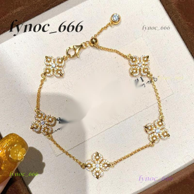 Explosive Double-sided Wear Cross Pestle Five-flower Womens Trendy Charm Bracelet Gold Plated Anniversary Fashionable Bracelet